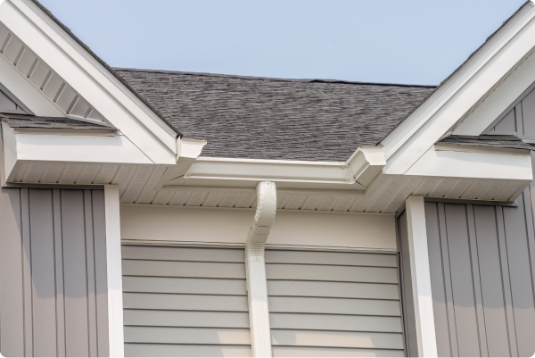 Newly installed gutter on home