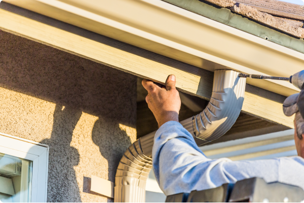 technician installing gutter